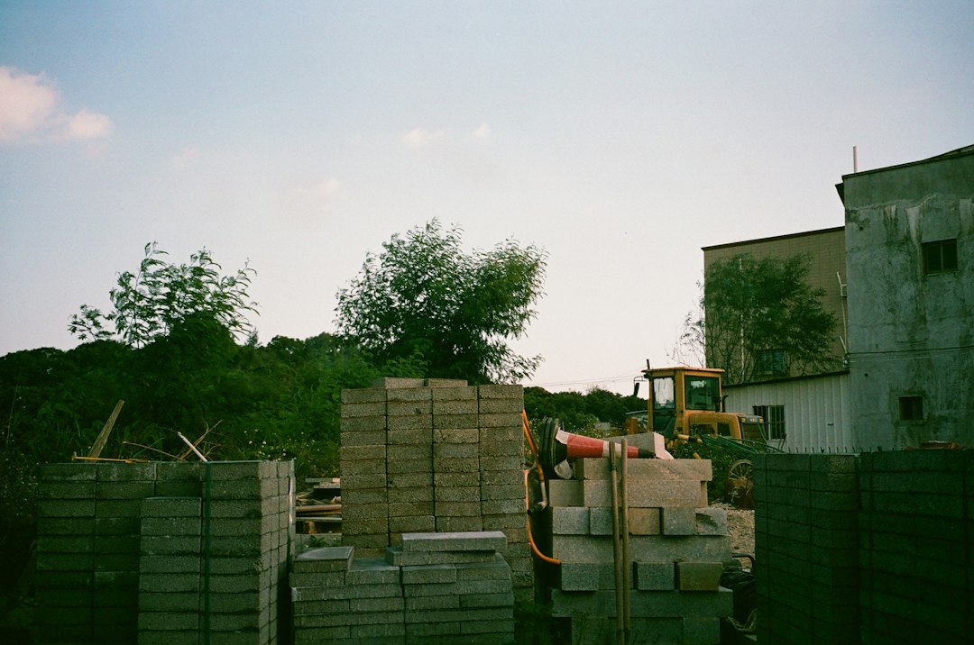 Sandcrete blocks stacked on a Nigerian construction site for quantity estimation
